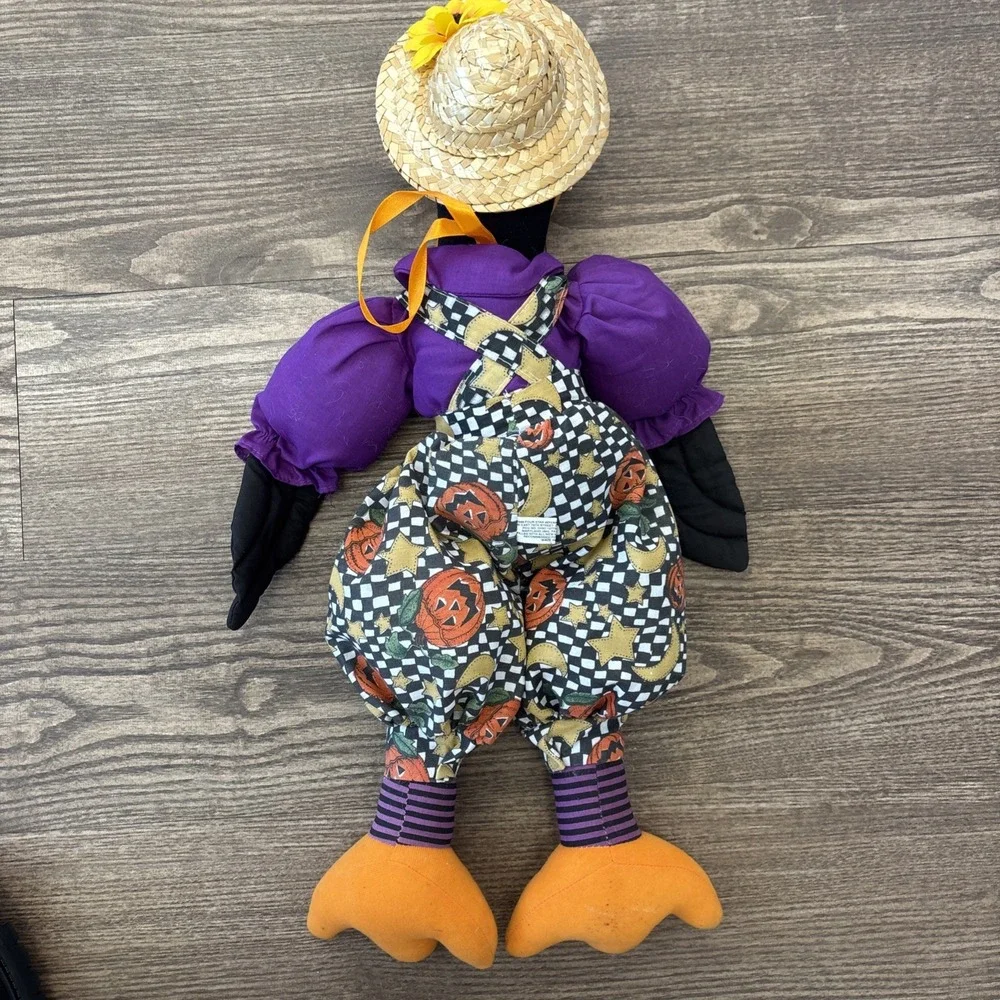 Vintage Black Crow/Duck‎ Halloween Plush With Straw Hat 20'
